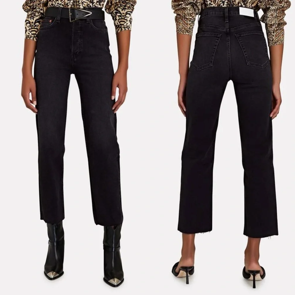 Re/Done Women’s 70s Stove Pipe Jeans in Washed Noir (Black) Size‎ 29